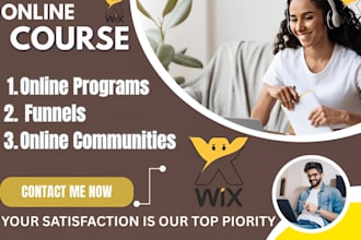 create a professional wix website for online programs funnels  and communities