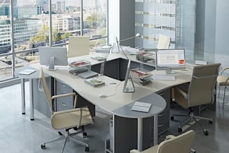 corporate office interior design, reception, workspace, meeting room, rendering