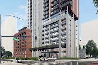 sky scrapper corona 3d rendering,mep design,elevator system,highrise,billboard3d