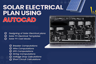 design solar pv and solar energy on autocad with calculation sheet