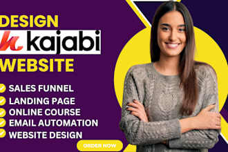 kajabi website design, kajabi funnel, thinkific podia online course landing page