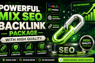 powerful mix seo backlink package with high quality