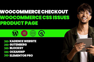design or redesign woocommerce checkout, cart, product page fix woocommerce CSS