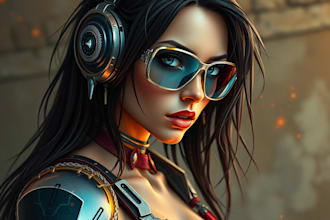 design stunning sci fi, cyberpunk, portrait art