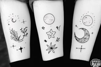 draw minimalist tattoo line art and doodle tattoos