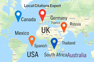 do 200 live USA, UK, ca, au and all country local citations for local SEO