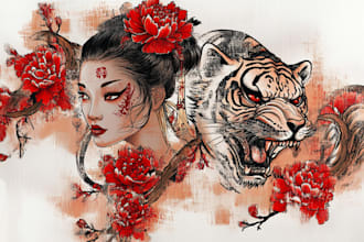 create japanese or oriental tattoo design for you