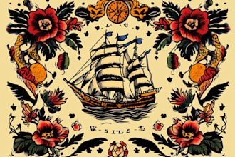 make you a traditional old school tattoo style design