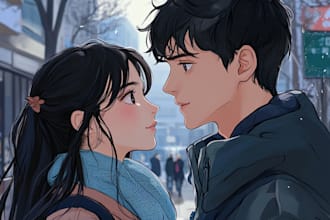 do anime couple illustration for you
