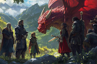 make a dnd art, d and d character and dnd party for you