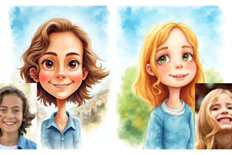 create a custom printable caricature portrait watercolor style using ai
