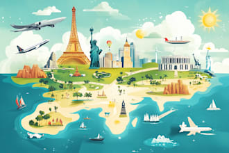 draw custom travel illustrated vector map design