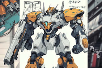draw mecha robot armor character concept for you
