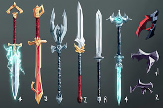 create weapon design ,assets and concept art for your games