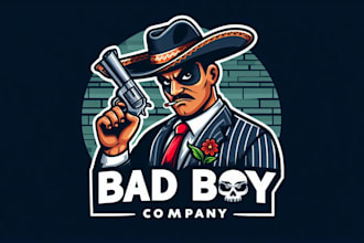 design outstanding bad boy mascot logo with express deliver