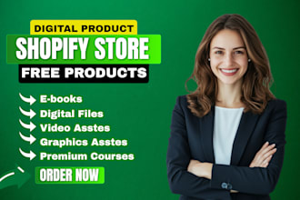 create digital product shopify store,digital downloads website and ebook store