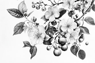 draw vector botanical illustrations of plants and flowers
