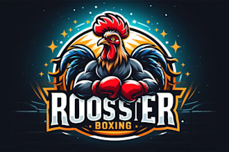 design creative rooster boxing sport mascot logo for your business