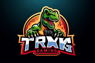 design custom trex gaming mascot logo with unlimited revision