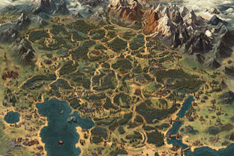 make hand draw a fantasy map with digital watercolors