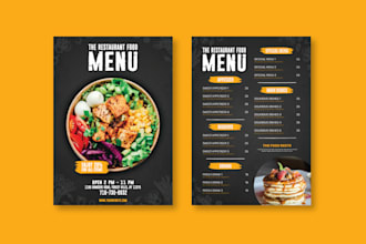 design the restaurant menu, flyer, and poster for your brand