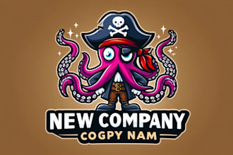 create cartoon pirate octopus mascot logo for you in one day