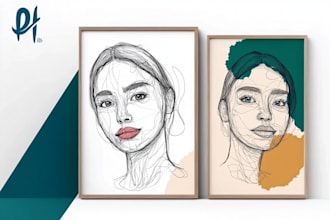 create scribble art, abstract line portrait