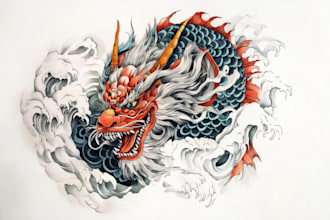 create japanese or oriental tattoo design for you