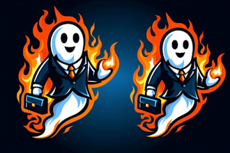 design ghost fire mascot logo with satisfaction guaranteed