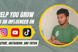 help you grow as an influencer on youtube, instagram, and tiktok