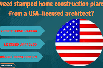 draw stamped home construction plans, USA licensed architect, duplex design