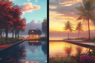 make a realistic digital landscape, oil painting, art