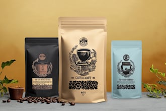 do amazing coffee bag packaging, coffee label design