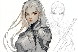 draw sketch and line art for concept art, manga and anime character