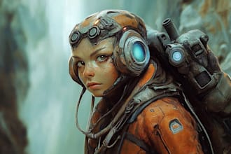 create fantasy, sci fi, character with hyperrealistic style