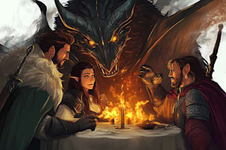 draw fantasy dnd art, monster character, game art, sheet, and dnd party