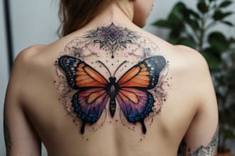 draw watercolor tattoo design