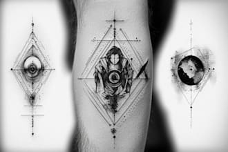 make quick geometric unique tattoo design for you