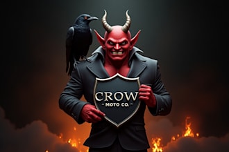 do devil with crow mascot logo with company