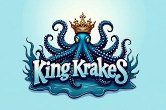 do king kraken mascot octopus with crown with business