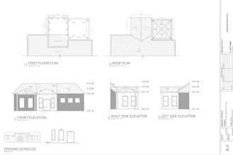 draw architectural floor plans, elevation, section, roof, site plans in autocad