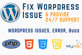 fixed wordpress issues, errors, bugs, and provide fast troubleshooting support