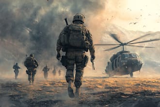 draw military themed character illustrations