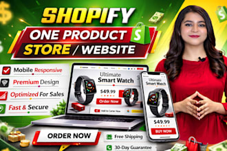 design one product shopify dropshipping website, store