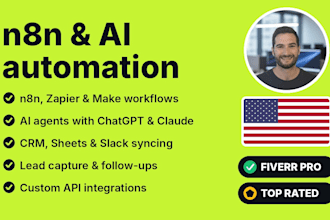 build n8n automation, ai agents, zapier and make workflows with api integrations