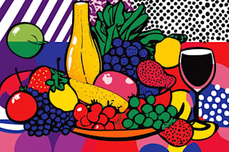 draw food in retro pop art roy lichtenstein style