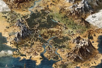 make fantasy map illustration for dnd, novels, games, maps and cities and etc