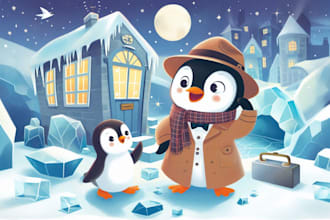 illustrate and design your children story book illsutration and book cover