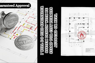 do fire sprinkler system design with pe stamp for city permits autocad or nfpa