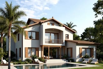 do interior exterior for bath, bedroom, shop, apartment, terrace, kitchen, livin